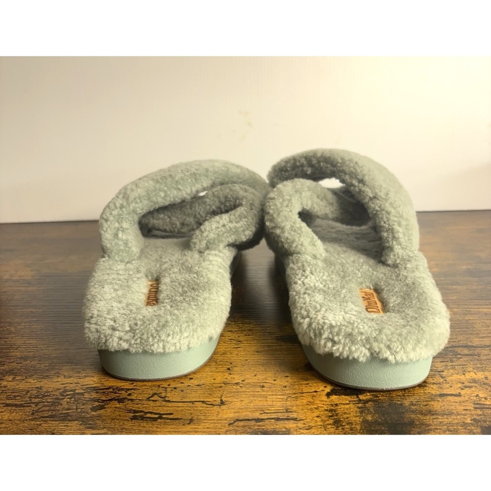 Olukai Hila Heu Wool Shearling Slippers Womens Sz 11 Muted Green Cozy Comfort - Picture 7 of 9